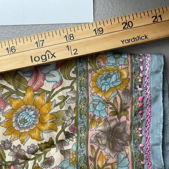 Dolma Medium Floral Pink Hand-Embroidered Tunic Top Lightweight Silk Bl Boho - Picture 10 of 14